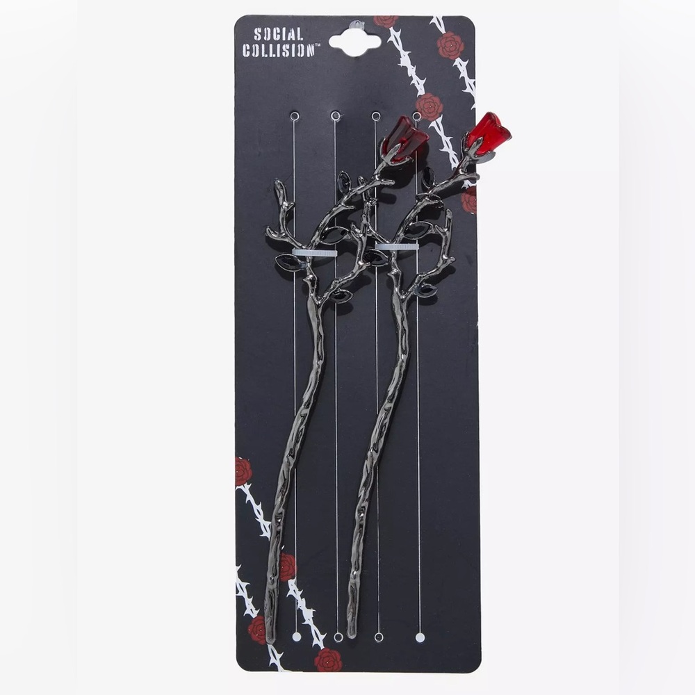Social Collision Rose Branch Hair Stick‎ Set Hot Topic